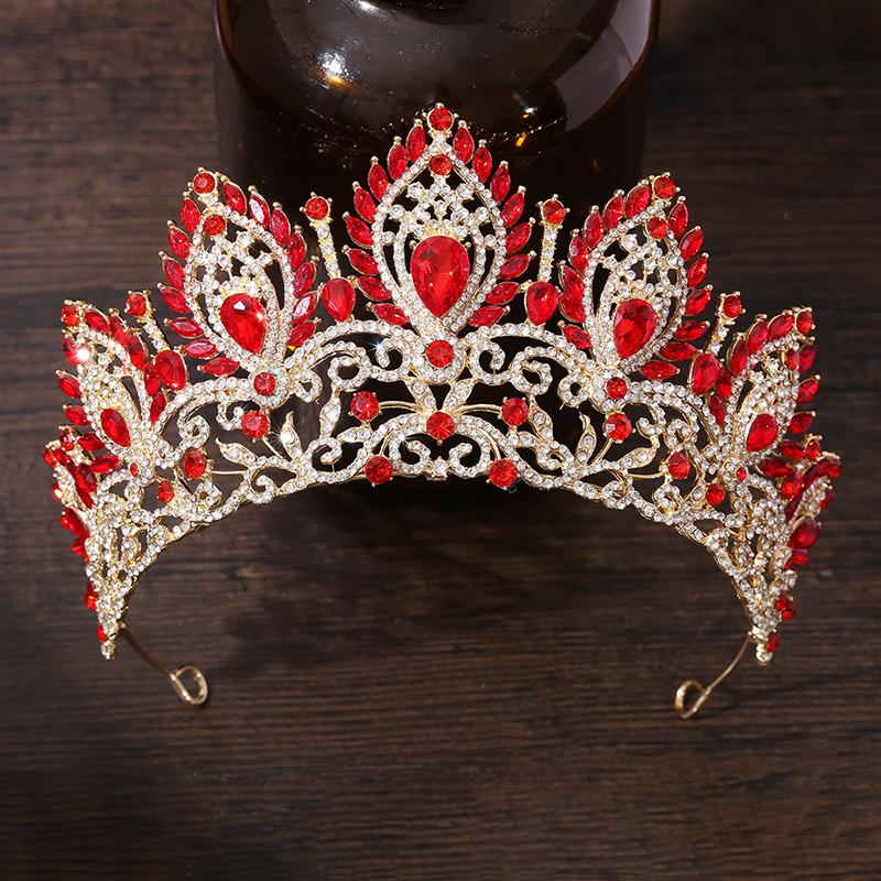 Cenmon Royal Queen Green Crown Big Diadem Bride Tiara Crowns for Women Bridal Wedding Party Crown Hair Dress Jewelry Accessori