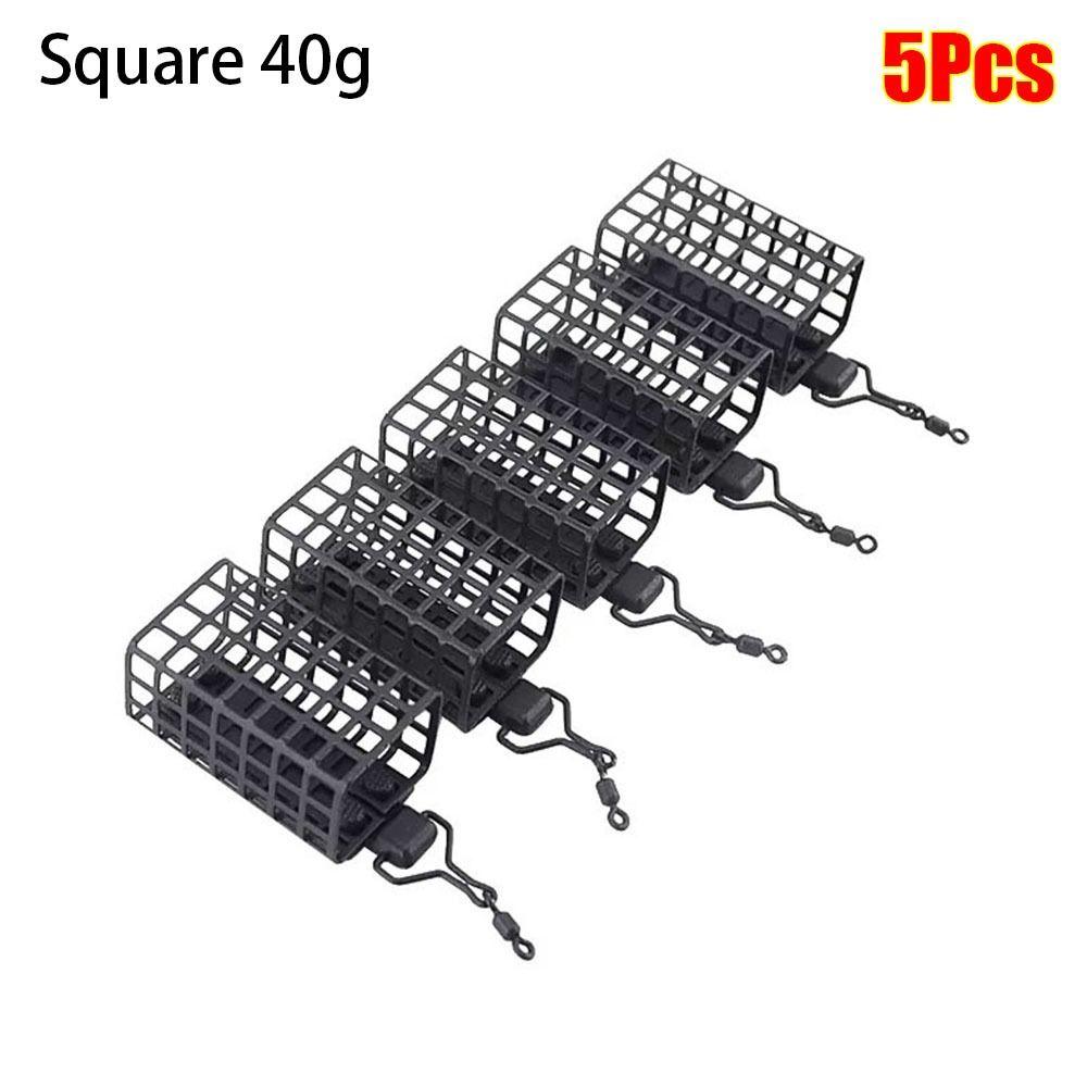 5Pcs Fishing Tackle Fishing Feeder Cage Round Square Trap Bait Basket Durable Fishings Lure Cage