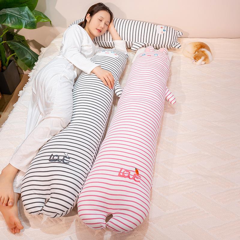 Striped Rabbit Long Throw Pillow Removable Husky Dog Dinosaur Leg Long Doll Girl Bed Sleeping Pillow