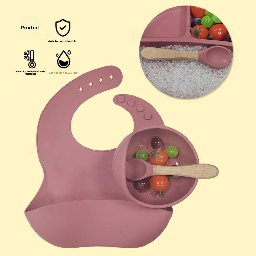 Silicone Silicone Baby Feeding Bowl Bibs/Bowl/Spoon Kids Feeding Bowls  Toddle Training Tableware