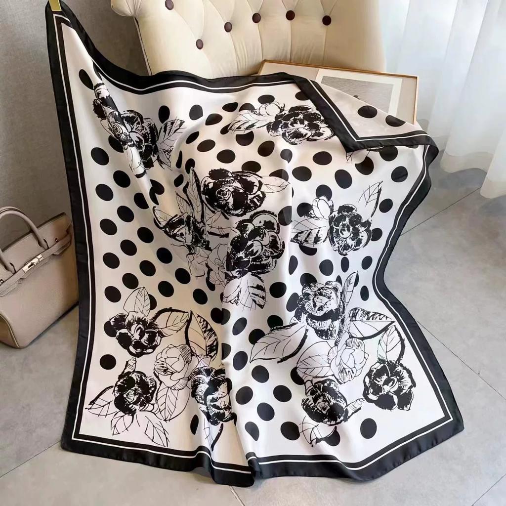 110cm Large Sqaure Scarf Printed Imitation Silk Scarf Women's Hadscarf