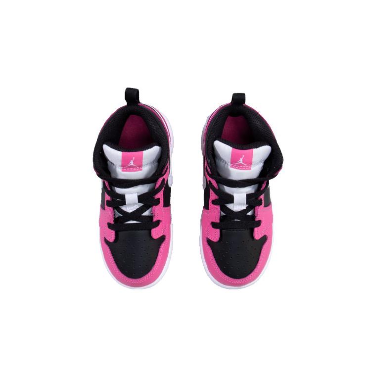 Jordan Air Jordan 1 Mid Synthetic Leather Mid top Basketball Shoes Pink Black Infant And Toddler 644507-002