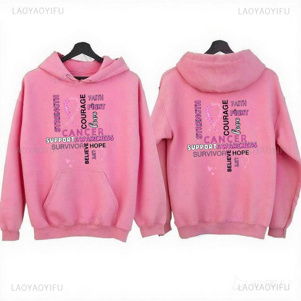 Cancer Hoodie Breast Cancer Hoodie Cancer Hoodie Pocket Adjustable Drawstring Sportswear Autumn and Winter Keep Warm