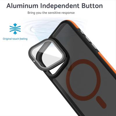 Для iPhone 16 Pro Магнитный чехол с покрытием Soft-Touch из ТПУ и акрила, задняя крышка для телефона с защитой для объектива, подставка