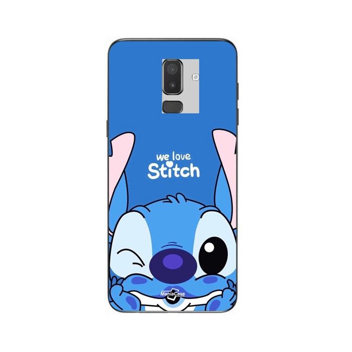 Coque pour Samsung Galaxy j8 2018 stitch cute ohana stitch bleu front bleu
