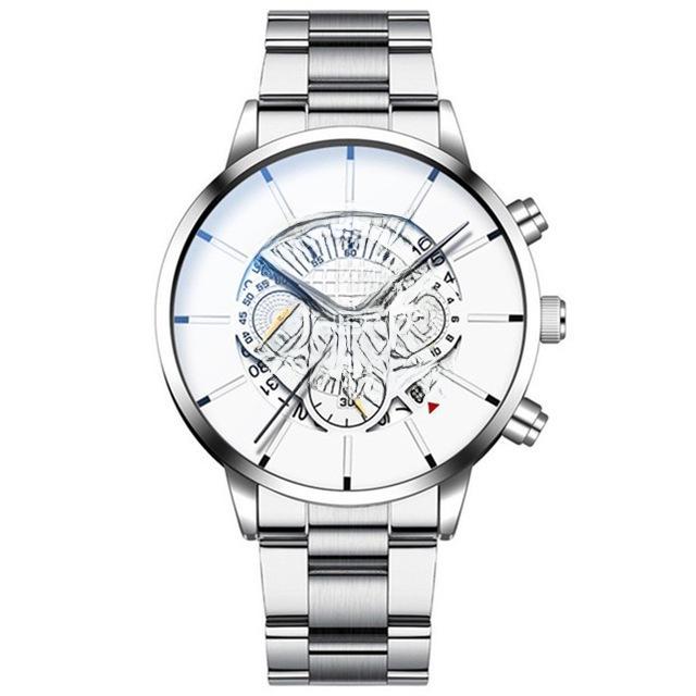 Cross-Border Trendy Men's Geneva Watch with Creative Calendar and Alloy Steel Band (2020)