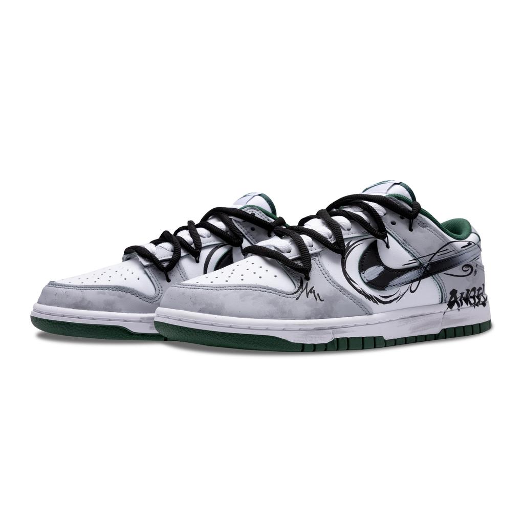 Nike Кроссовки Dunk PU Покрытие Нескользящая и износостойкая подошва Низкие Скейтбордические Обувь Унисекс Черный Серый Белый DD1391-101(Команда28-)