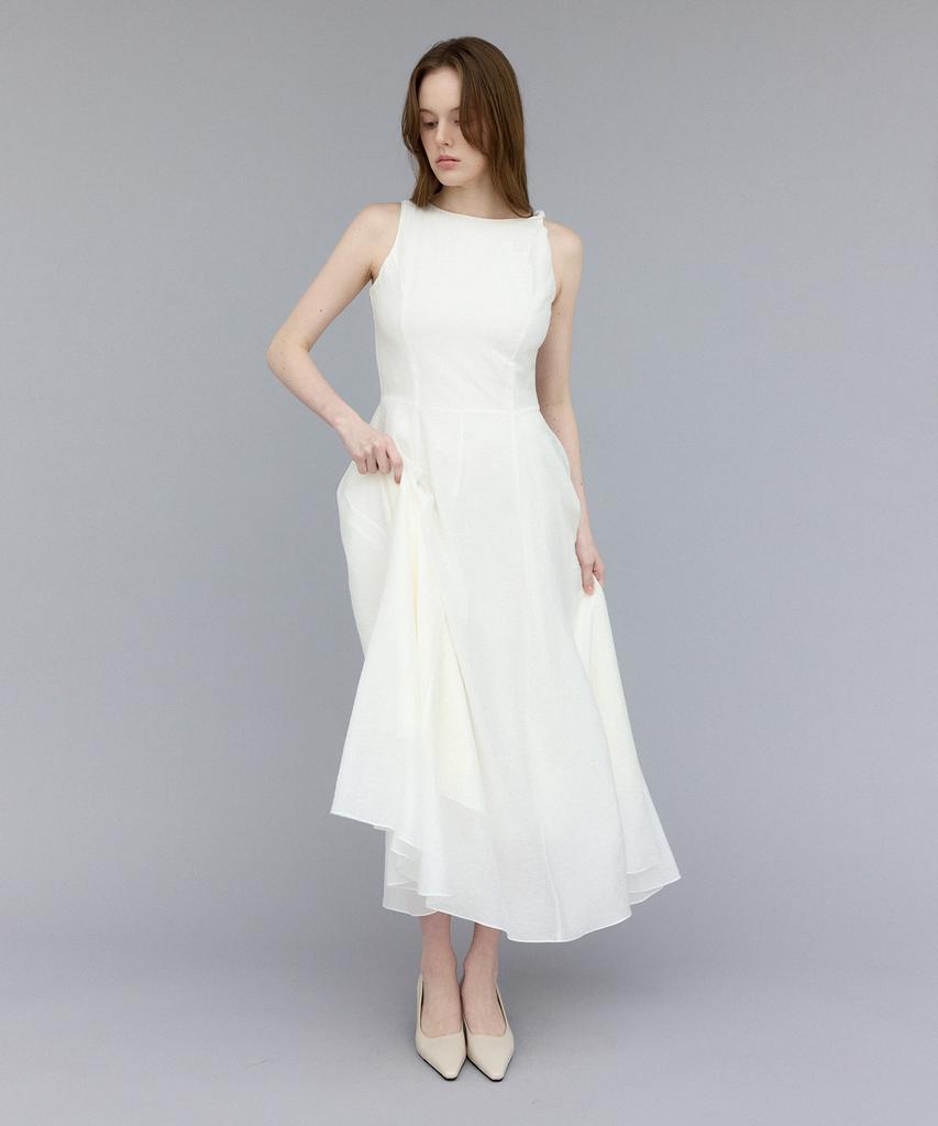 Ibokeuela Twisted Long Flared Dress(Ivory)