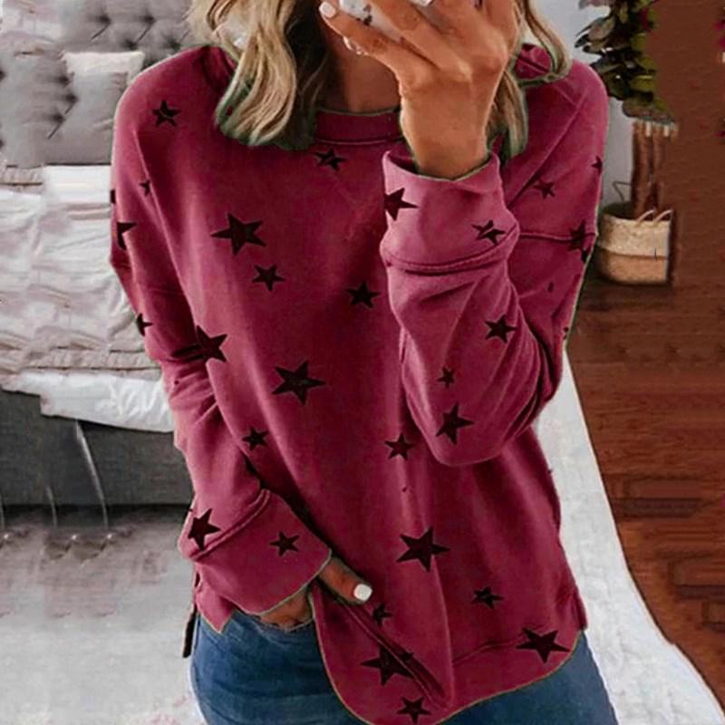 Футболка женская Hot Cakes New Star Printing Splicing Clothing Модная футболка с длинными рукавами Футболка женская YRW6951