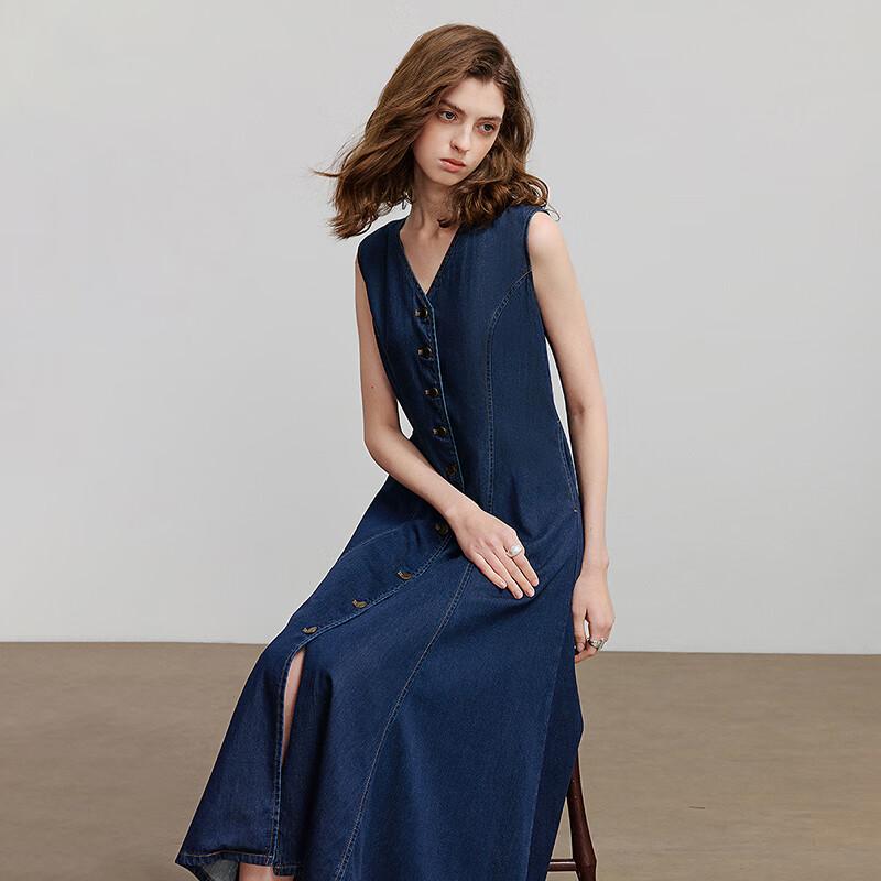 Chuyu Lyocell Cotton Vintage Denim A-line Dress