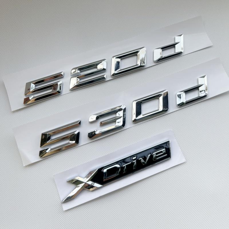 Хромированные Наклейки-Шильдики 520d 530d Xdrive 3D Буквы На Багажник Автомобиля Наклейка Для BMW 520d E60 E61 E39 F10 F07 G30 Аксессуары