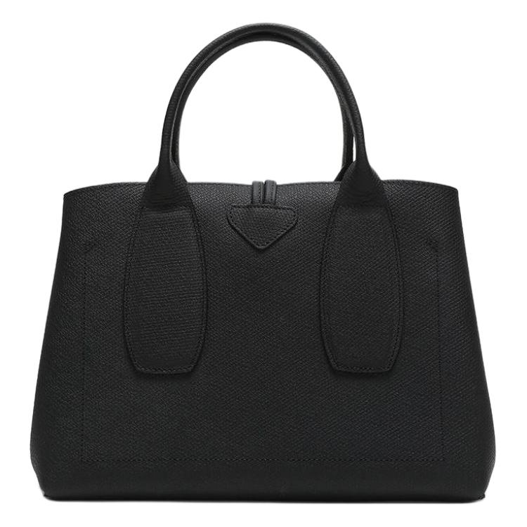 Longchamp Roseau 30 Bamboo Buckle Detachable Shoulder Strap Leather Big Bag Crossbody Handbag Shoulder Bag Medium Women handbags Black 10058HPN001