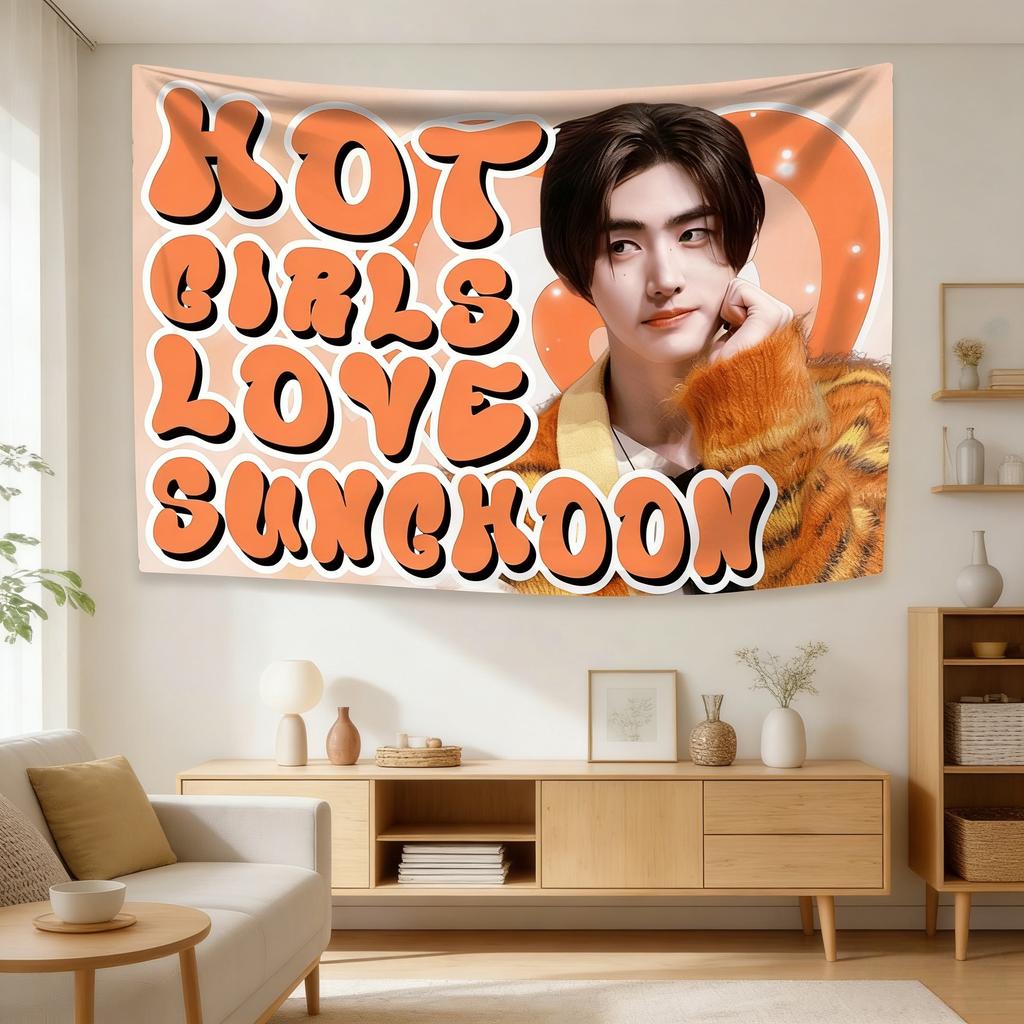Тканевое полотно для фанатов концерта Sunghoon Флаг K-pop айдола для украшения фона комнаты дома Подарок на день рождения Разные размеры Высокое качество
