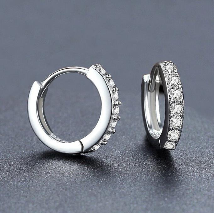 Серьги-кольца из серебра 925 пробы с сияющим цирконом для женщин, винтажные, простые, круглые, дизайнерские, ювелирные изделия для вечеринок, подарки