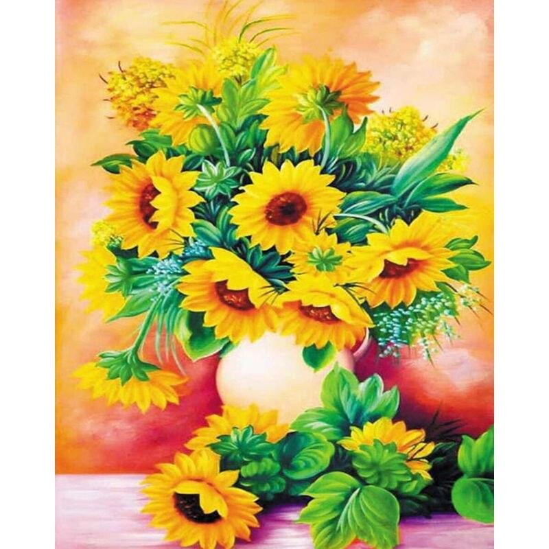 5D DIY Diamond Painting Sunflower Vase Diamond Mosaic Embroidery Flower Needlework Personalized Gift Decoration Home