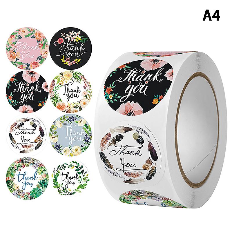 500 шт. 1 дюйм романтические цветы спасибо наклейки рулон для конверта свадебные украшения коробка канцелярские принадлежности печать наклейка подарочная этикетка