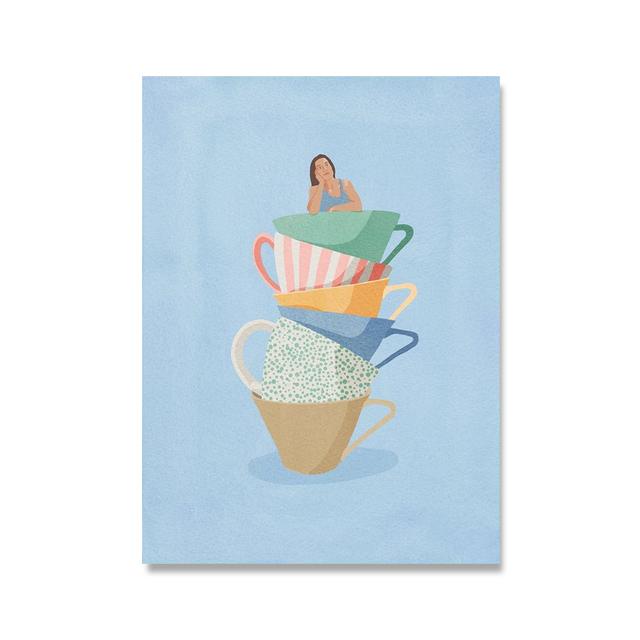 Плакат на скандинавскую тему, вечеринка в бассейне, плавание, дайвинг, ванна, кофейная девушка, абстрактное настенное искусство, холст