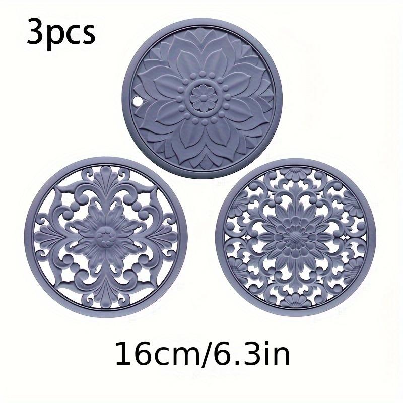 3Pcs Silicone Heat Insulation Pads |   Multifunctional Patterned Heat-Resistant Mat Suitable For Countertop Tables And For Placing Hot Pots