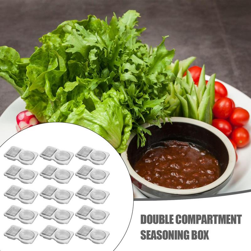 30Pcs Double Compartment Condiment Container with Lid food-grade PP Snack Containers for to-go Sauce Sampling Travel Snack