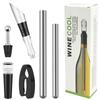 Wine Cooling Rod Stainless Frozen Stick Beer Chiller Stick Ice Wine Cooler 4 in 1 Wine Cooling w/ Wine Pourer Stopper Cutter