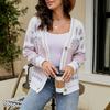 Women's Autumn and Winter Sweater Color Contrast Design Single-breasted Knitted Casual Cardigan Coat for Women