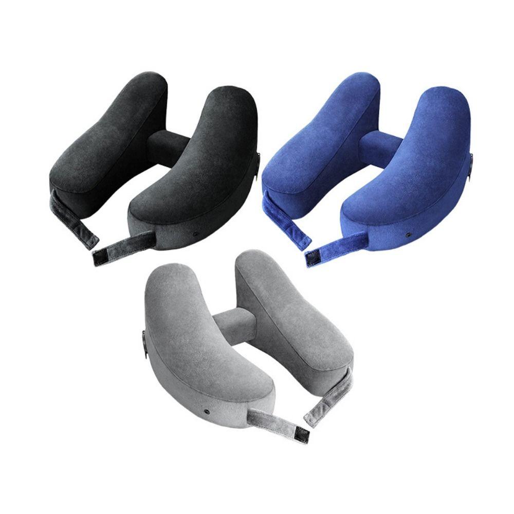 Storage Bag Inflatable Neck Pillow Soft Velour Cover Neck Support Pillow for Adults