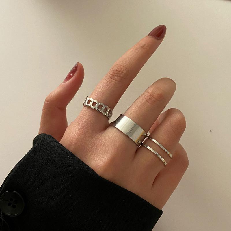 6 шт./комплект Преувеличенные Геометрические Изогнутые Кольца Винтажные Панк Регулируемые Открытые Кольца на Пальцы для Женщин Эстетика Вечеринка Украшения