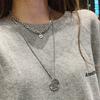 Personality Simple Letter Disc Long Titanium Steel Necklace Internet Celebrity Retro Sweater Chain Hipster Atmosphere Neck Women