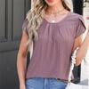Весенне-летние плиссированные рубашки с рукавами Petel, однотонный женский топ, модная блузка с короткими рукавами и круглым вырезом