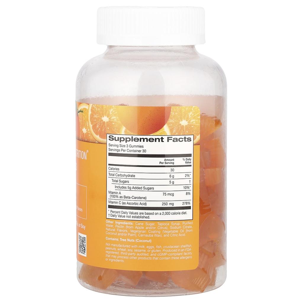 California Gold Nutrition Жевательные витамины C, натуральный апельсиновый вкус, без желатина, 90 жевательных конфет