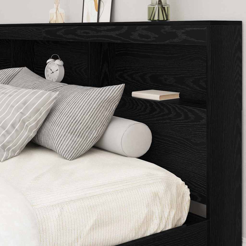 Storage Headboard Black Oak Look 200 cm Wood Based Panel