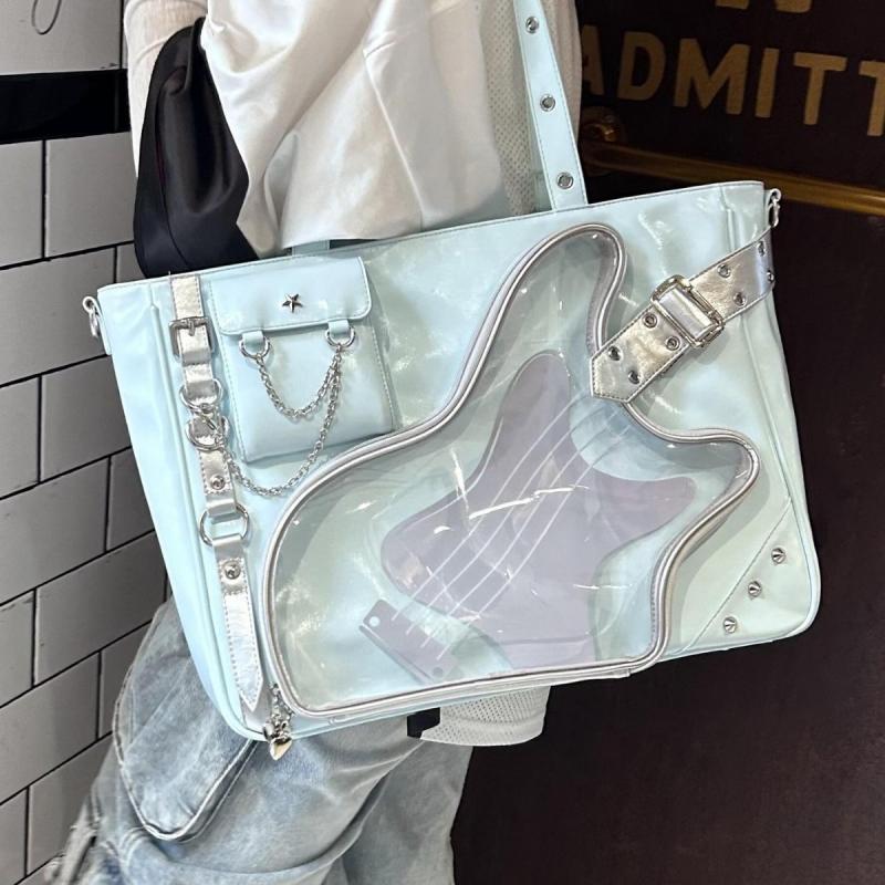 Y2K Aesthetic Clear Harajuku Backpack, Cute Small Capacity Shoulder Bag for Daily Use, School, Work, Transparent Pain Bag