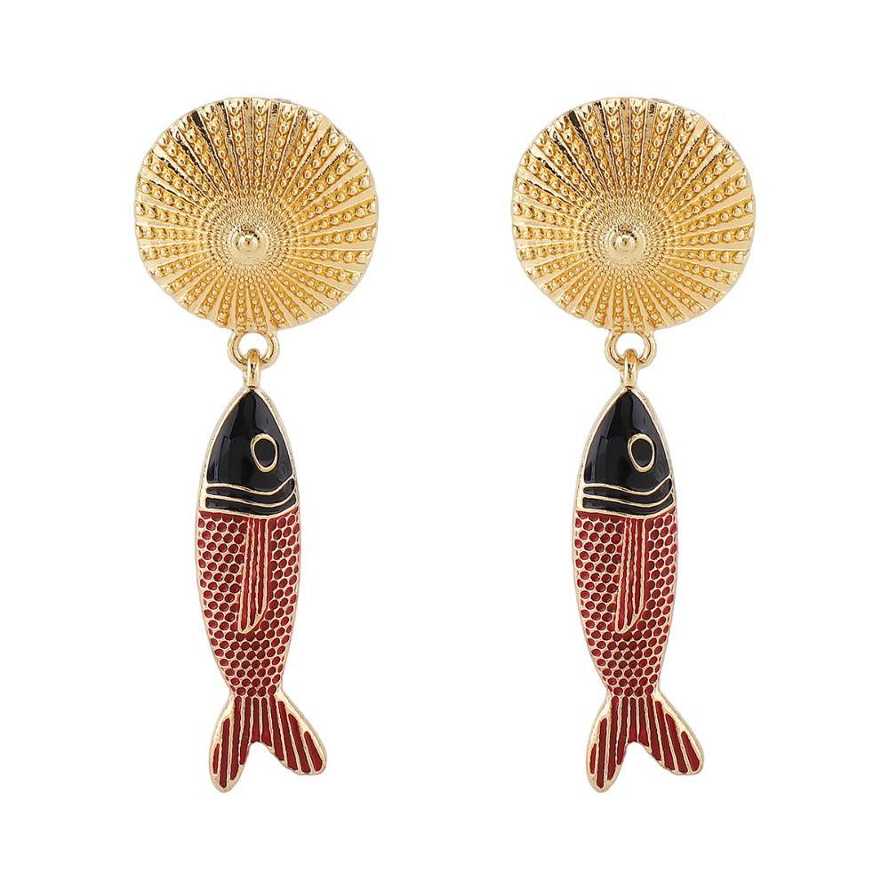 Korean Style Bohemian Dangle Earring Metal Animals Earrings Retro Fish Pendant Earrings  Beach