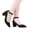 Women's 55mm Velvet Toe Ankle Strap Slingback Pumps High Heels Thick Heel Pump Party Wedding Dress Fashion Shoes