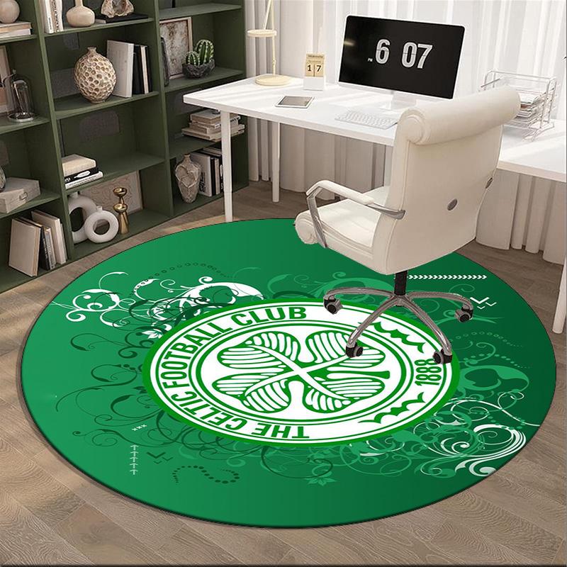 1PC round rug Cel-tic Football Club Crest Printed Round Area Rug ,Rug For Home Office, Round Chair Rug, Decorative Carpet Fan gifts Christmas gift