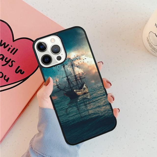 Старый корабль в лунную ночь на море Чехол для телефона Для iPhone 17 Air 15 16 16e 11 12 13 14 Pro Max Чехол Для iPhone 17 Air Max Plus Fundas