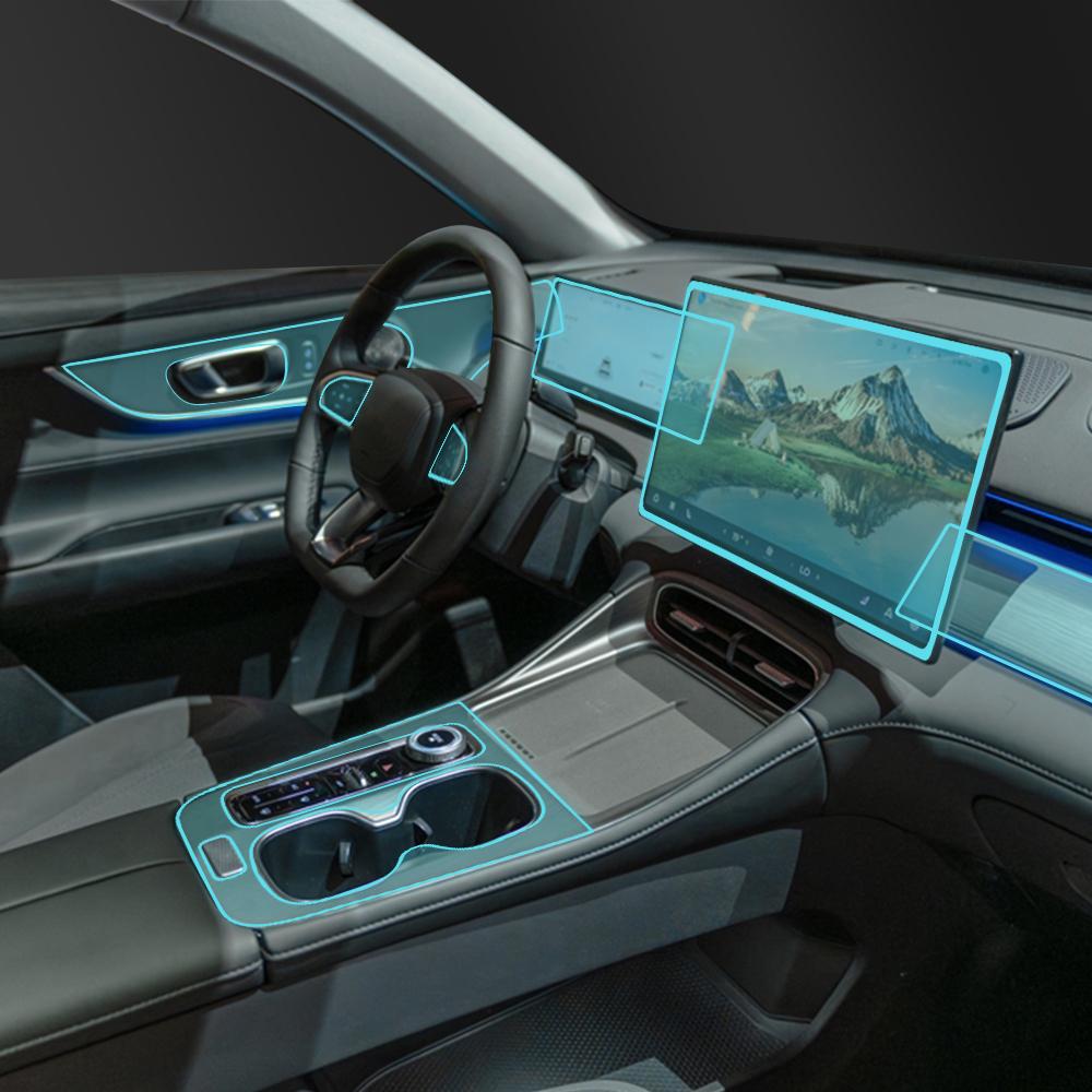 Предварительно вырезанная защитная пленка из ТПУ для CHERY TIGGO 8 PHEV 2026 Панель Навигации Салон Автомобиля PPF Антицарапающая Наклейка