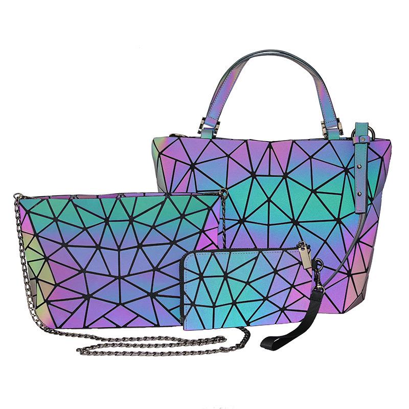 Светящийся женский геометрический цветочный переливающийся клатч - Модный, меняющий цвет, с молнией