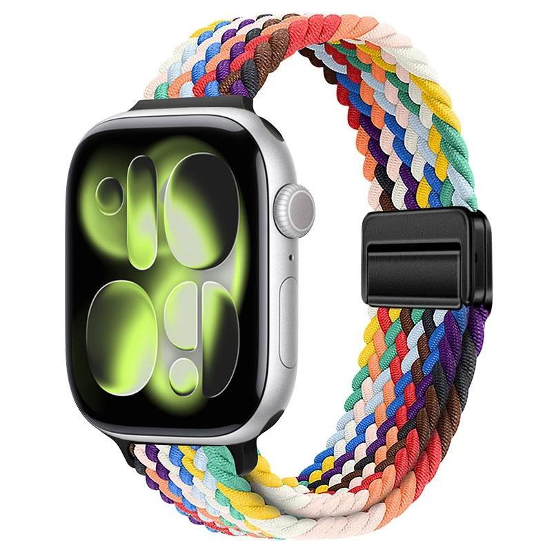 Плетеный нейлоновый ремешок для Apple Watch Ultra 3 49 мм 11 10 46 мм 42 мм Браслет с магнитной застежкой IWatch 9 8 7 41/45 мм 6 5 4 SE 44/40 мм