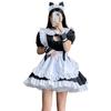 Maid Uniform Cat Open Chest Lace Cosplay Halloween Costume Lolita One Piece Short Sleeve Cute Party Event Headband Performance Clothing Knee High