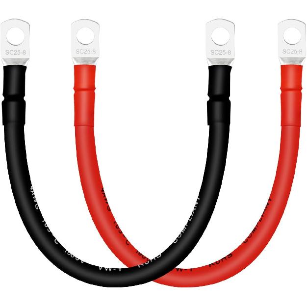 4 AWG Battery Cables with 3/8 inch Copper Terminals(2PCS 1FT)