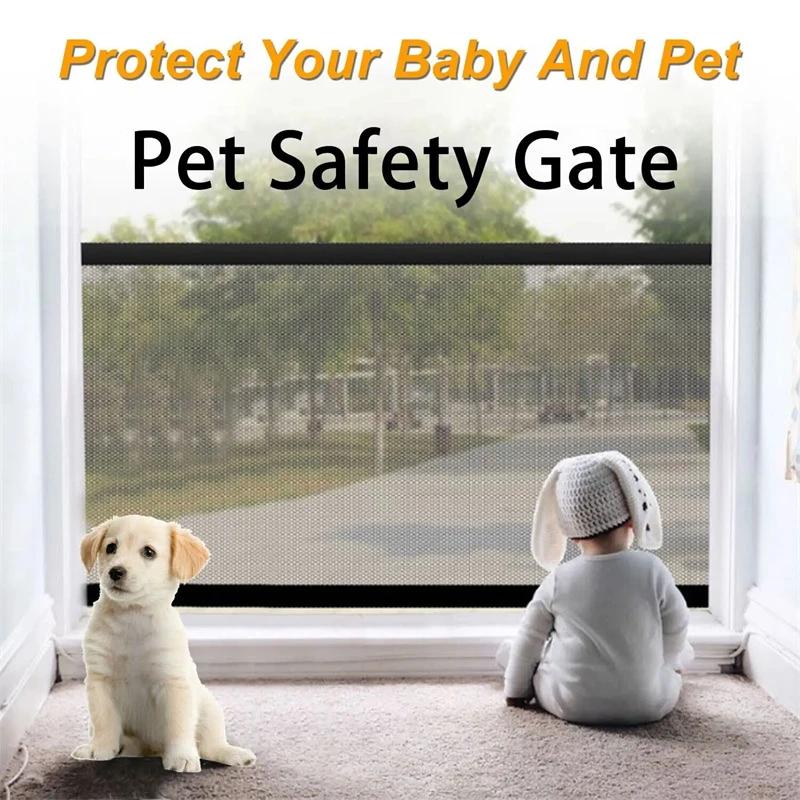 Pet Barrier Fence Портативный Воздухопроницаемый Сетчатый Лестничный Вход Кухня Внутренние Ворота Собаки Разделительный Щит Изолированные Детские Крючки Манеж