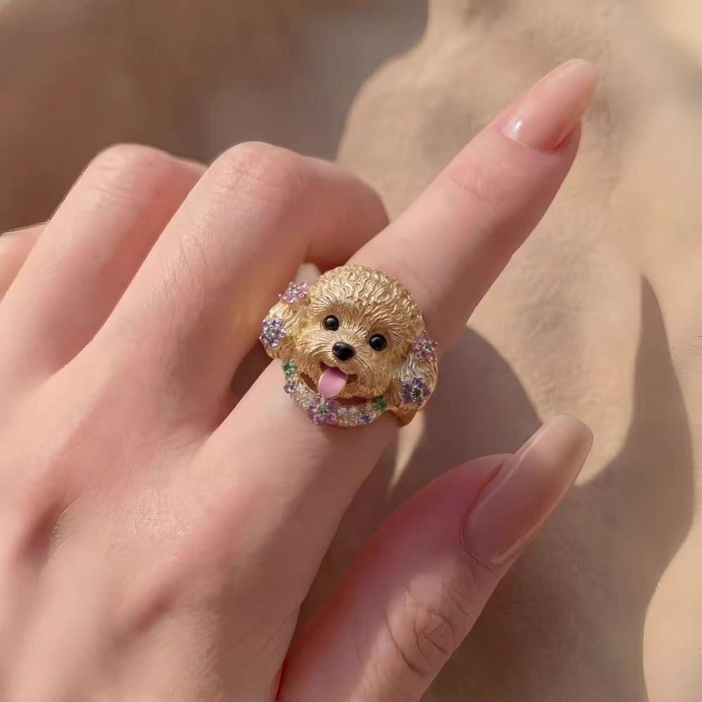 Mini Cat Ring Sweet Animal Jewelry Cute Dog Ring  Girlfriend Gift