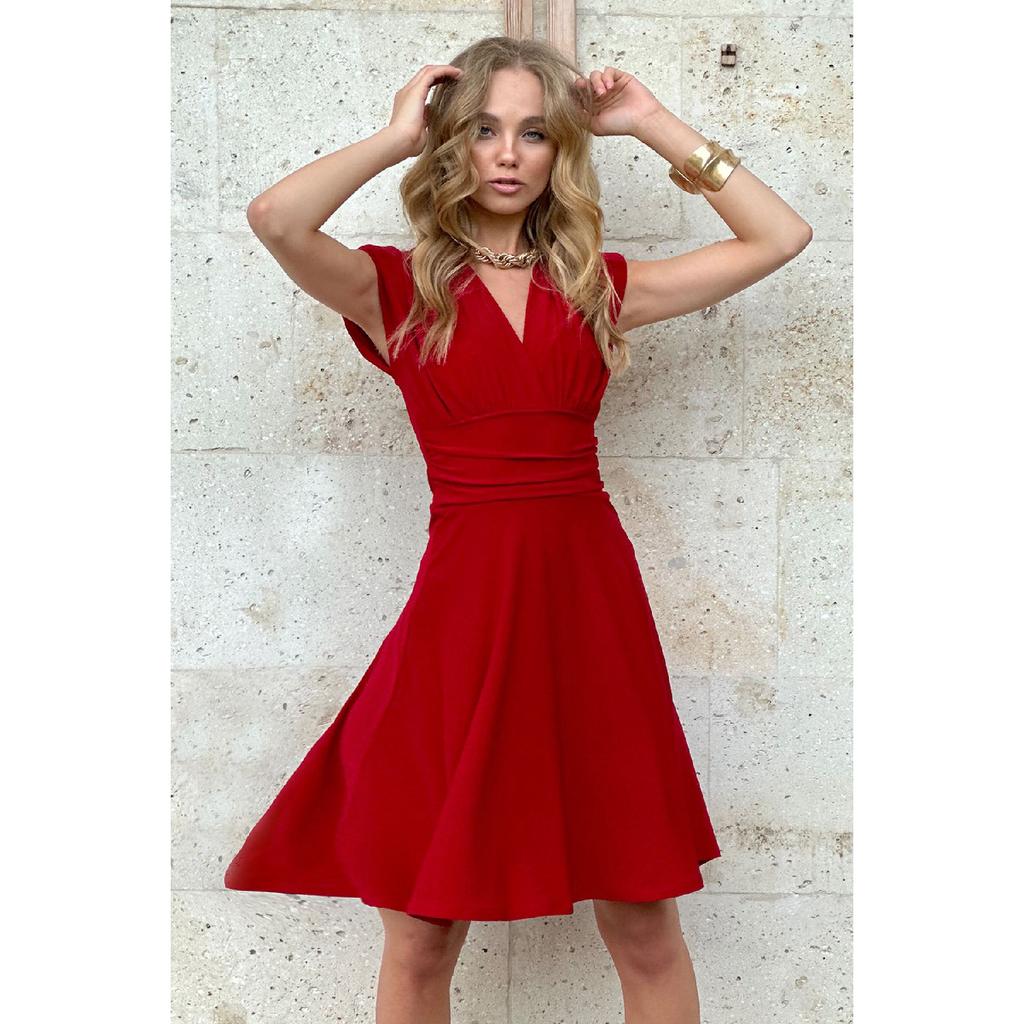 Женское черное расклешенное платье с корсетом и v-образным вырезом на талии Alc-x12153