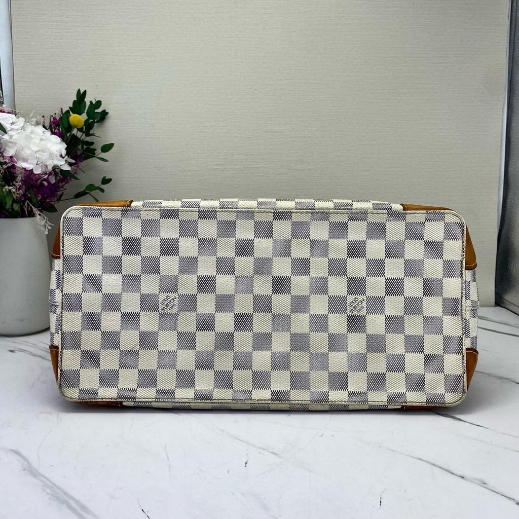 [Pre-Owned] Logo Checkered Pattern Coated Canvas Leather Tote Bag - Very Good #UQYRAF