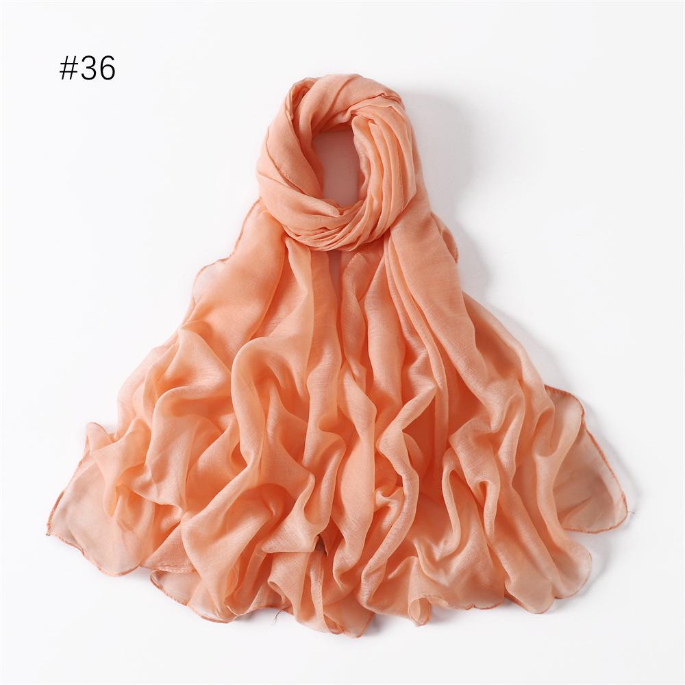 Women's Classic Bali Yarn Cotton-Linen Scarf: Breathable, Thin, Soft, Silk-Like, Solid Color.