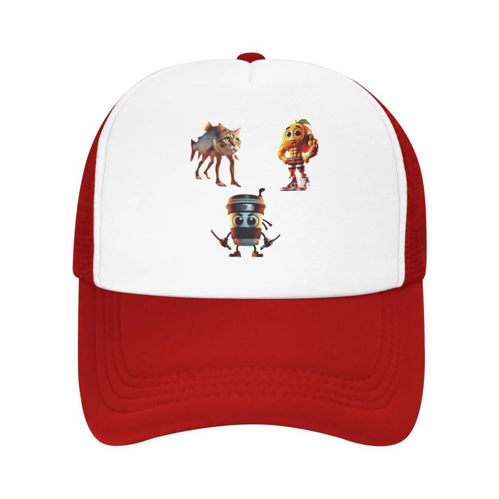 Italian Brainrot Pack Character combinations Muscles Orange Fish Cat Mesh Baseball Caps Funny Womens Printing Unisex Trucker Cap