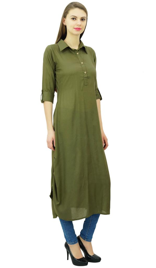 Phagun Индийская хлопковая смесь Курти Курта Повседневная одежда Воротник Туника Для