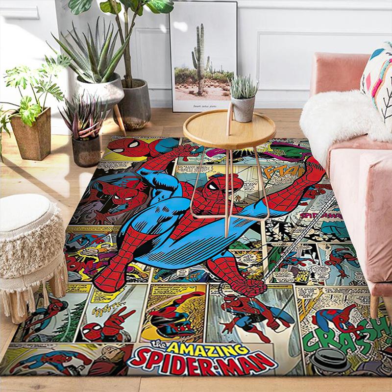 1Pc Spiderman Comic Panels Rug, Office Carpet Indoor Outdoor Doormat, Non-Slip Soft, Living Room, Christmas Halloween Gift. M928281