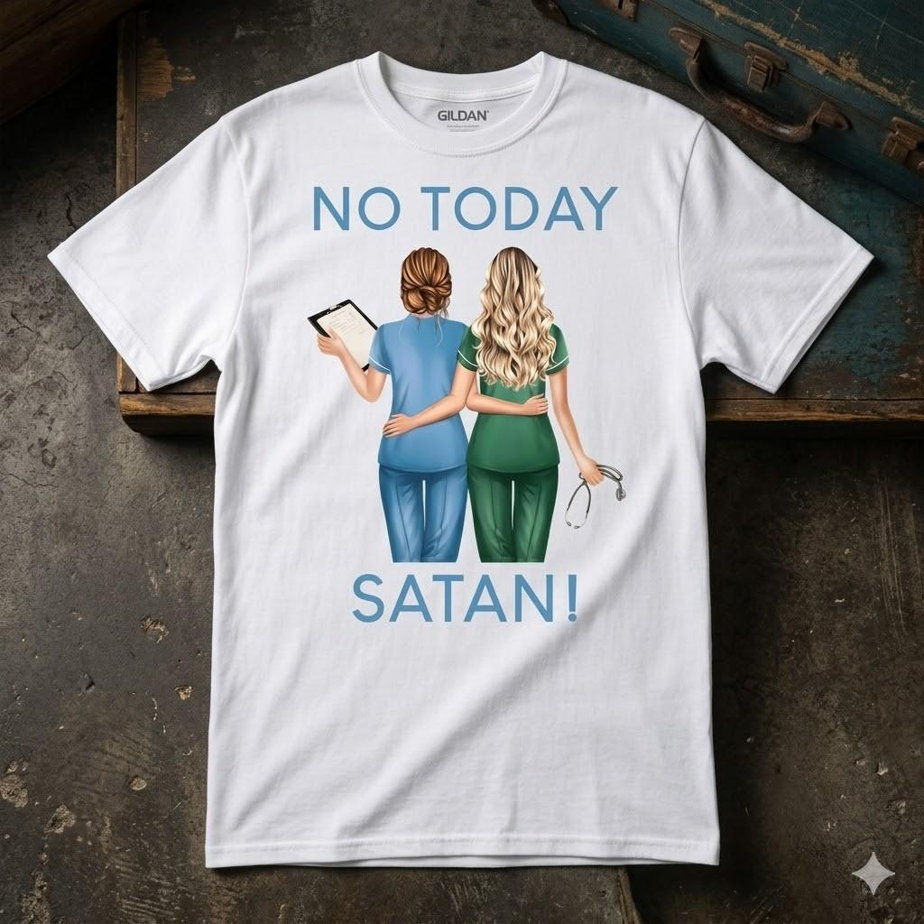 Not Today Satan Faith Humor Sarcasm Gift Cotton Tee Graphic Unisex T-shirt